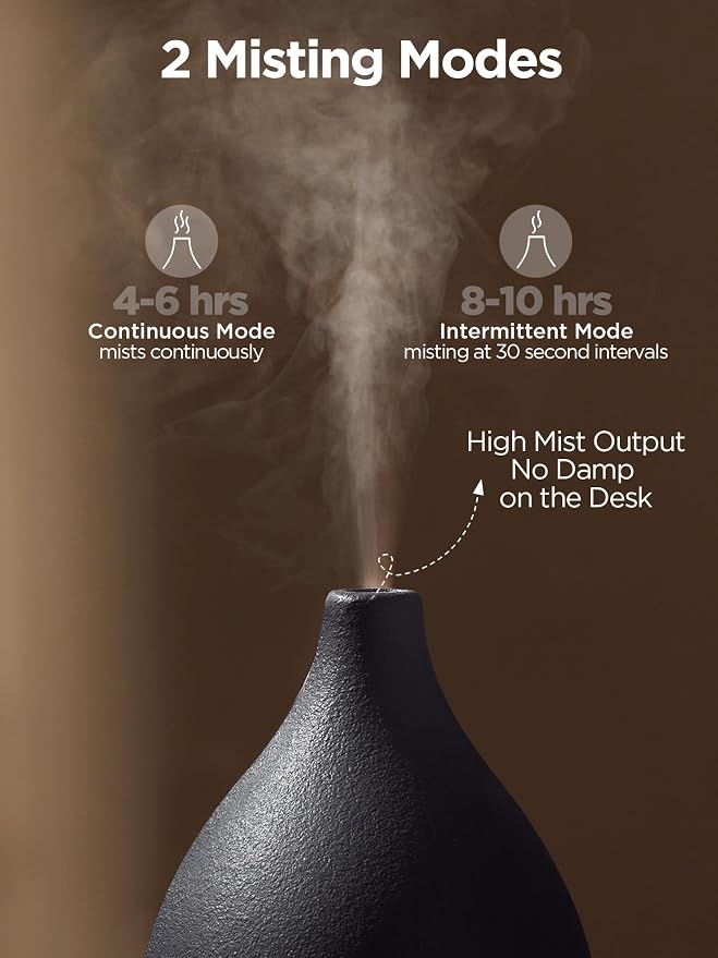 Oil Diffuser, 150ML Ceramic Diffuser for Essential Oils Handcrafted Aromatherapy Diffuser Ultrasonic Cool Mist Humidifier