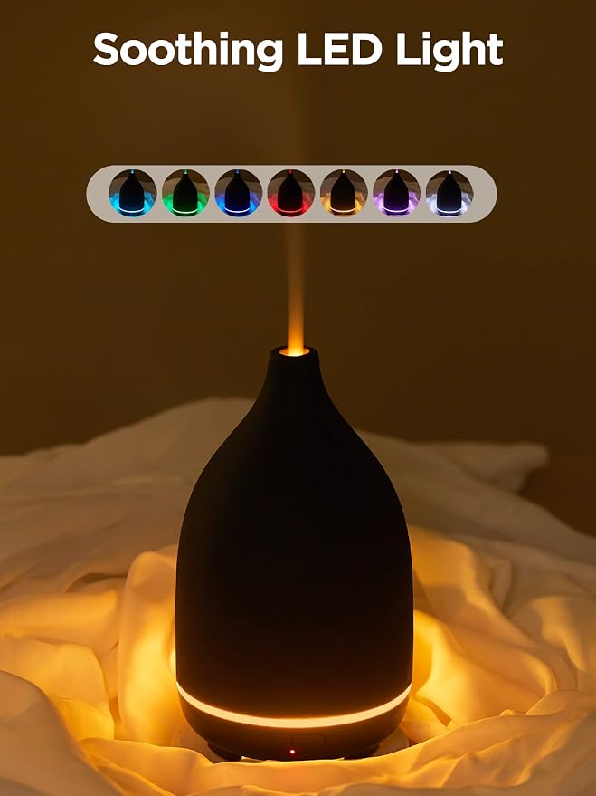 Oil Diffuser, 150ML Ceramic Diffuser for Essential Oils Handcrafted Aromatherapy Diffuser Ultrasonic Cool Mist Humidifier