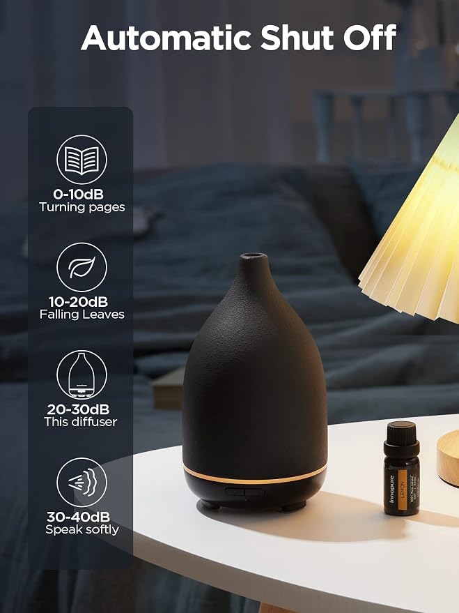 Oil Diffuser, 150ML Ceramic Diffuser for Essential Oils Handcrafted Aromatherapy Diffuser Ultrasonic Cool Mist Humidifier