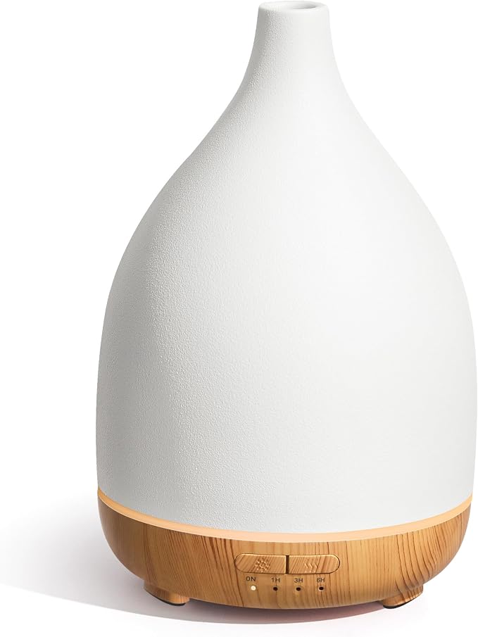 Oil Diffuser, 300ML Ceramic Diffuser for Essential Oils Handcrafted Aromatherapy Diffuser Ultrasonic Cool Mist Humidifier