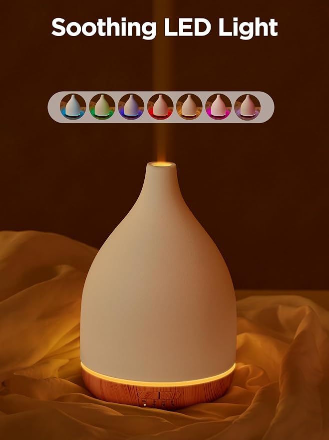Oil Diffuser, 300ML Ceramic Diffuser for Essential Oils Handcrafted Aromatherapy Diffuser Ultrasonic Cool Mist Humidifier