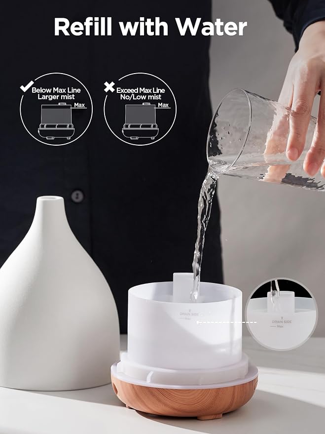 Oil Diffuser, 300ML Ceramic Diffuser for Essential Oils Handcrafted Aromatherapy Diffuser Ultrasonic Cool Mist Humidifier