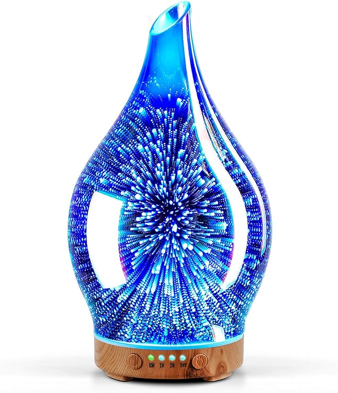 Oil Diffuser 3D Glass Aromatherapy Ultrasonic Humidifier, Air Refresh Auto Shut-Off, Timer Setting, product image