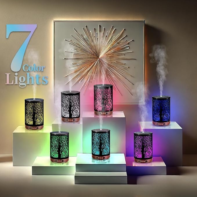 Oil Diffuser with Essential Oils Set, Aromatherapy Diffuser with 7 Color Lights and Auto Shut-Off, alternate product view 4