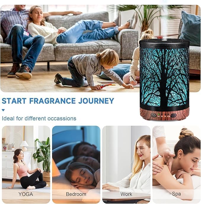 Oil Diffuser with Essential Oils Set, Aromatherapy Diffuser with 7 Color Lights and Auto Shut-Off, alternate product view 6