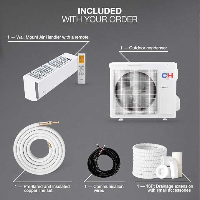 Olivia Series, 24,000 BTU, 230V, 21 SEER2, Single Zone Mini Split AC/Heating Ductless Inverter System, Including Installation