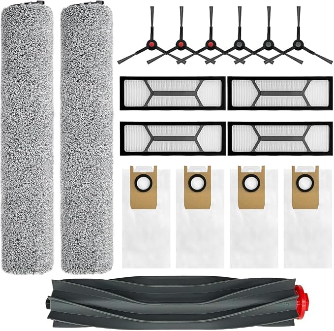Omni S1 Pro Replacement Parts Accessories for Omni S1/S1 Pro Robot Vacuum: Main Brush X1, Side Brush X6, Washable Filter