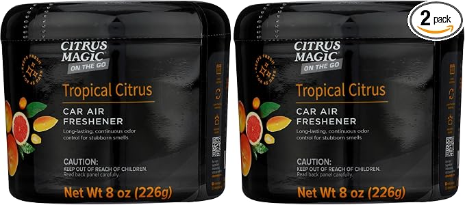 On The Go Odor Absorbing Solid Air Freshener for Auto, Tropical Citrus, 8-Ounce (Pack of 2), product image