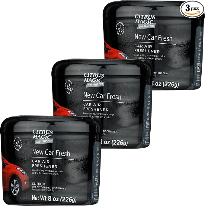 On The Go Odor Absorbing Solid Air Freshener, Luxurious New Car, 8-Ounce, Pack of 3, product image