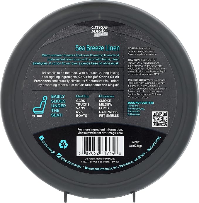 On The Go Odor Absorbing Solid Air Freshener, Sea Breeze Linen, 8-Ounce, Pack of 2, alternate product view 2