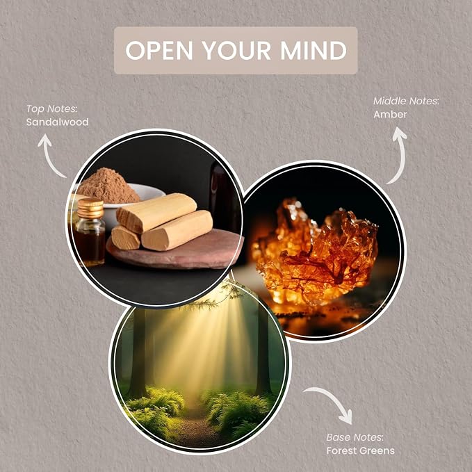 Open Your Mind Scented Candle, 16 oz Sandalwood & Amber Scented, 2 Wick comfort Relaxing Candle, 60H Burn Time, alternate
