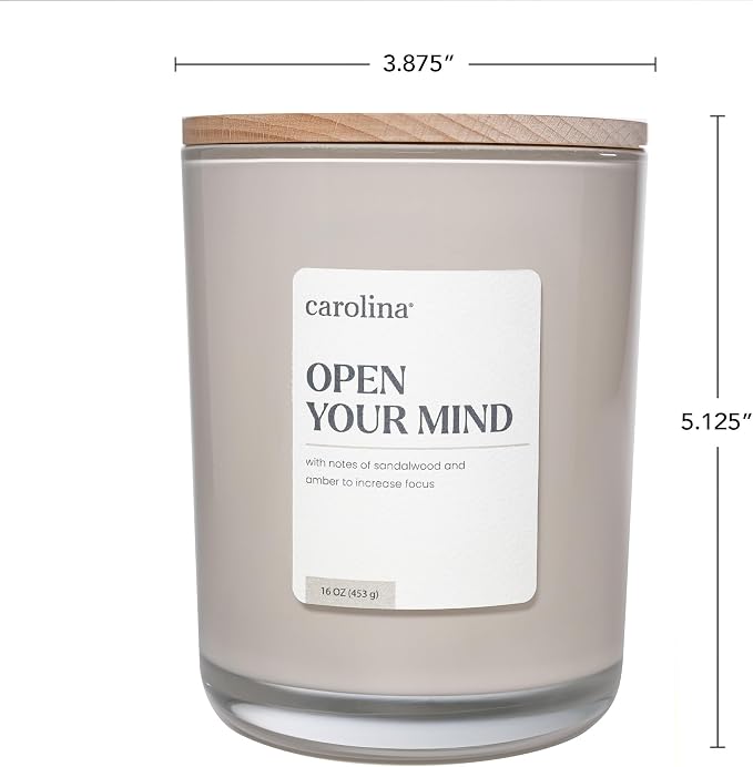 Open Your Mind Scented Candle, 16 oz Sandalwood & Amber Scented, 2 Wick comfort Relaxing Candle, 60H Burn Time, alternate