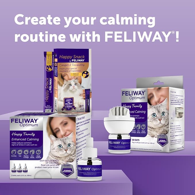 Optimum 3 x 30 Day Cat Calming Refills for Pheromone Diffuser, 3 x 48ml Value Pack - Helps Reduce Common Signs, alternate