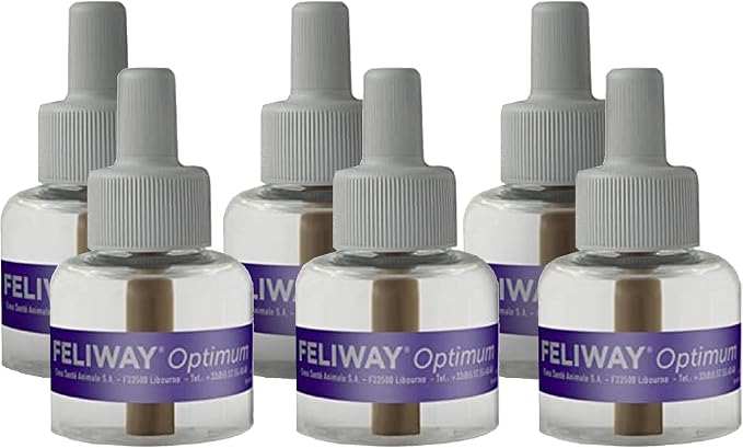 Optimum 6 x 30 Day Cat Calming Refills for Pheromone Diffuser, 6 x 48ml Value Pack - Helps Reduce Common Signs, alternate
