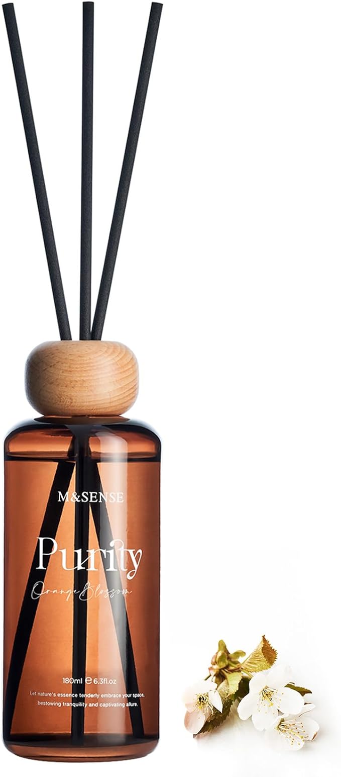 Orange Blossom Reed Diffuser: Upgraded Formula 6.3 fl oz made from natural materials Aroma Set with Sticks, product image