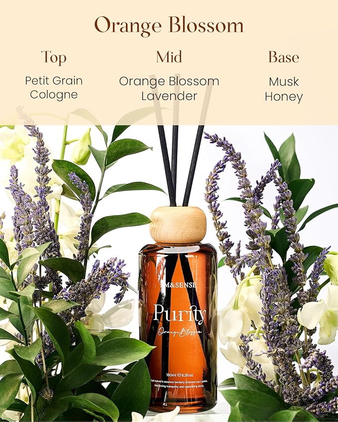 Orange Blossom Reed Diffuser: Upgraded Formula 6.3 fl oz made from natural materials Aroma Set with Sticks, alternate product