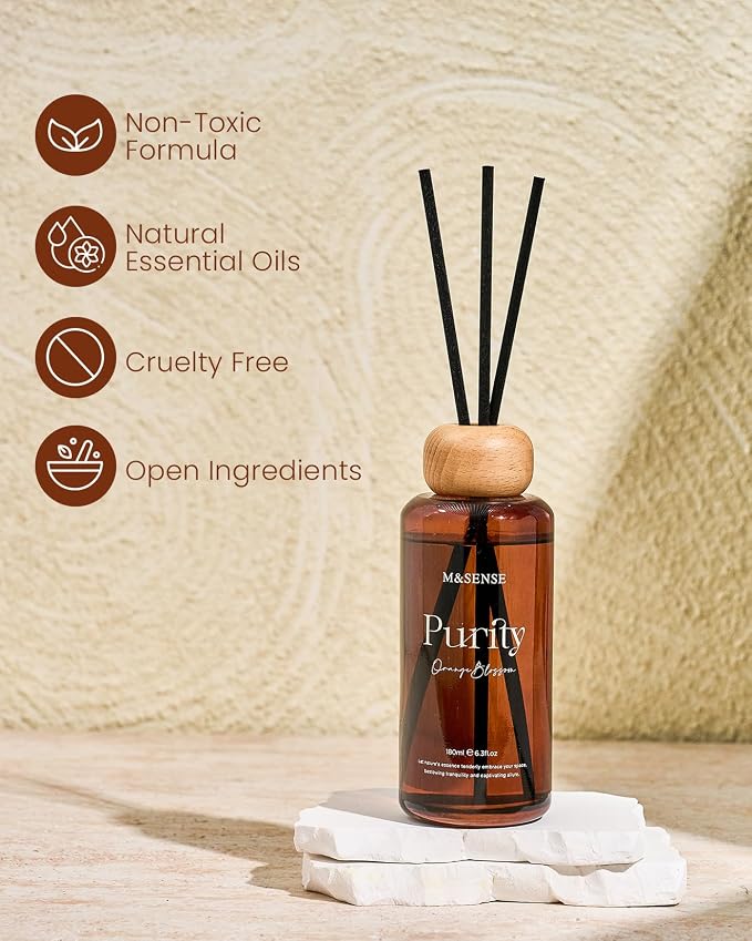 Orange Blossom Reed Diffuser: Upgraded Formula 6.3 fl oz made from natural materials Aroma Set with Sticks, alternate product