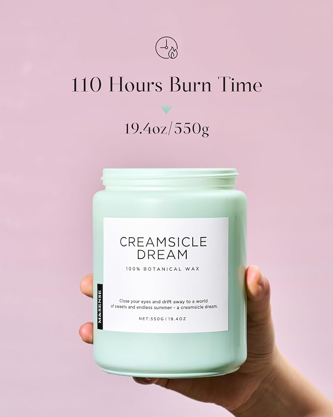 Orange Creamsicle Scented Candle, 19.4oz 110 Hours Slow Burning made from natural materials Natural Soy Wax 2 Wick Candle