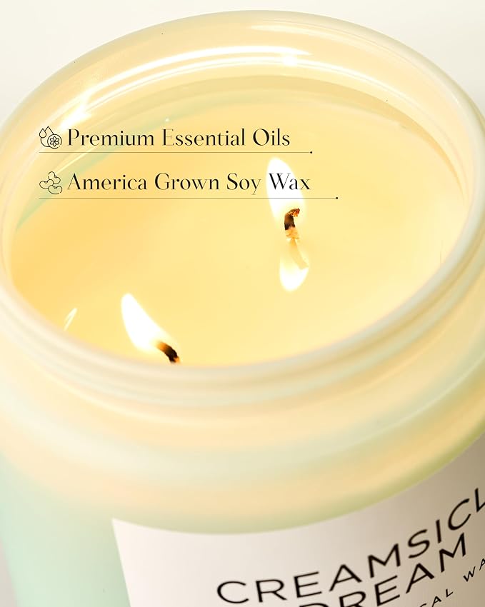 Orange Creamsicle Scented Candle, 19.4oz 110 Hours Slow Burning made from natural materials Natural Soy Wax 2 Wick Candle