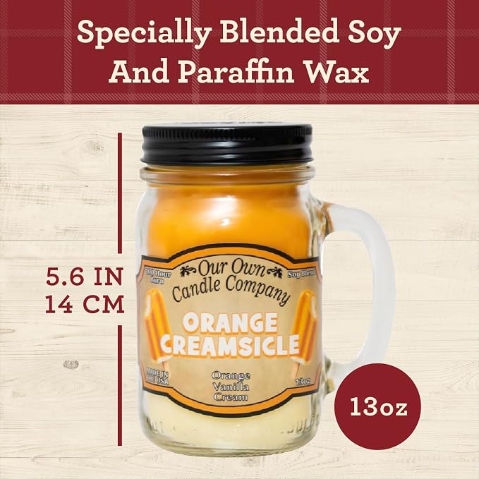 Orange Creamsicle Scented Mason Jar Candle, 100 Hour Burn Time, 13 Ounces, alternate product view 4