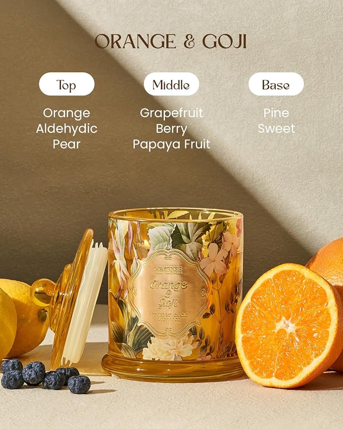 Orange Goji Soy Candle for Home, made from natural materials 2 Wick 12.7oz 75H Long Lasting, alternate product view 2