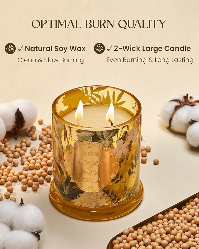 Orange Goji Soy Candle for Home, made from natural materials 2 Wick 12.7oz 75H Long Lasting, alternate product view 4