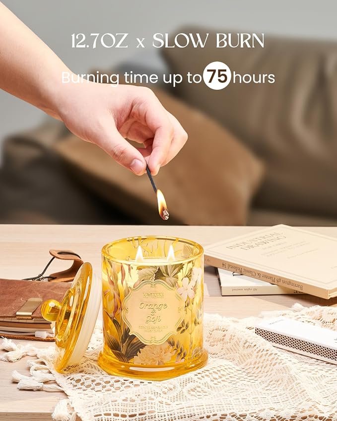 Orange Goji Soy Candle for Home, made from natural materials 2 Wick 12.7oz 75H Long Lasting, alternate product view 7