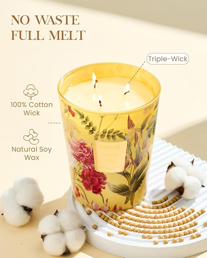 Orange Goji Soy Large Candles, 3-Wick 35oz 150H Slow Burning, Aromatherapy Candle for Home Fragrance Winter Relaxation