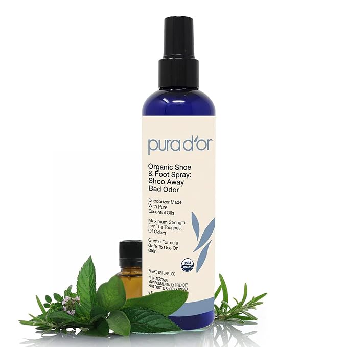 Organic Shoe & Foot Odor Eliminator Spray (8oz) Deodorizes & Removes Bad Smells with Eucalyptus, Peppermint, Tea Tree
