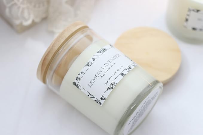 Organic Soy Candles - Lavender Lemon Essential Oil, Luxury Home Spa Gift for Women, Energizing Scent cotton black, alternate