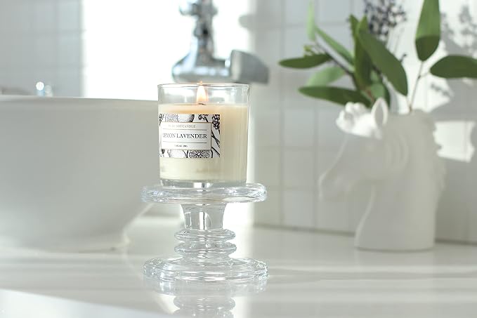 Organic Soy Candles - Lavender Lemon Essential Oil, Luxury Home Spa Gift for Women, Energizing Scent cotton black, alternate