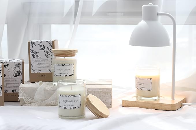 Organic Soy Candles - Lavender Lemon Essential Oil, Luxury Home Spa Gift for Women, Energizing Scent cotton black, alternate