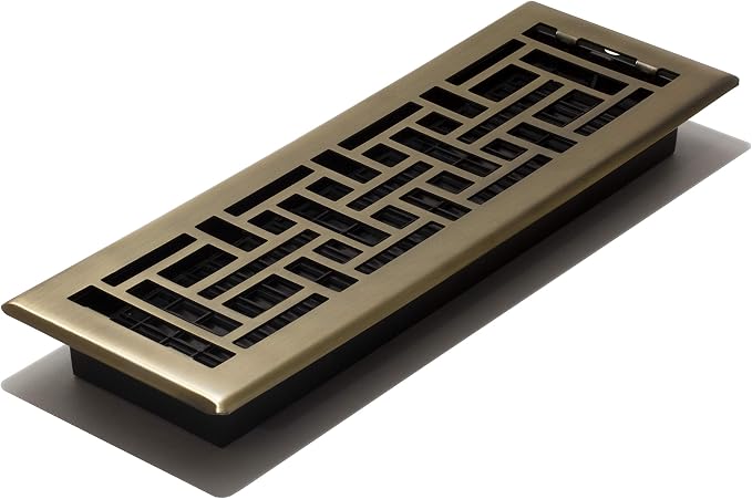 Oriental Floor Register, 4x14 Inches, Antique Brass Finish, product image