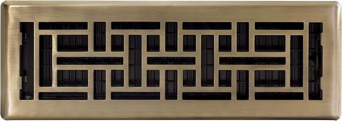 Oriental Floor Register, 4x14 Inches, Antique Brass Finish, alternate product view 2