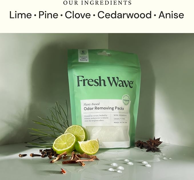 Original Odor Eliminating & Deodorizing Packs - Bag of 6 & Fresh Pod Case - Safer Odor Relief for Small Spaces, alternate