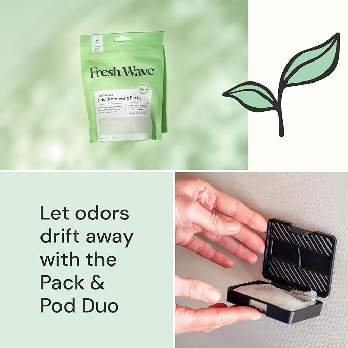 Original Odor Eliminating & Deodorizing Packs - Bag of 6 & Fresh Pod Case - Safer Odor Relief for Small Spaces, alternate