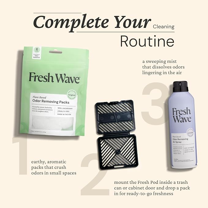 Original Odor Eliminating & Deodorizing Packs - Bag of 6 & Fresh Pod Case - Safer Odor Relief for Small Spaces, alternate