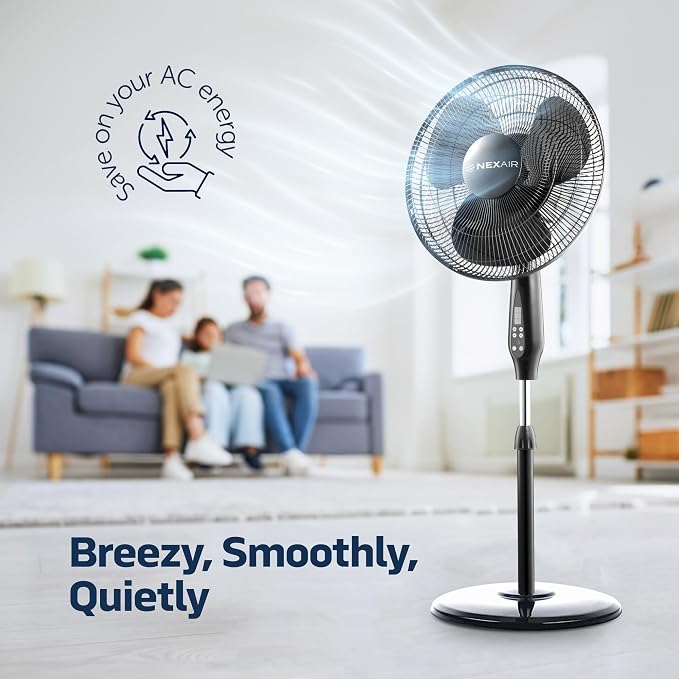 Oscillating 16 Inch Pedestal Stand Up Quiet Operating Room Fan With Remote Control, 3 Speed, with Adjustable Height, Standing