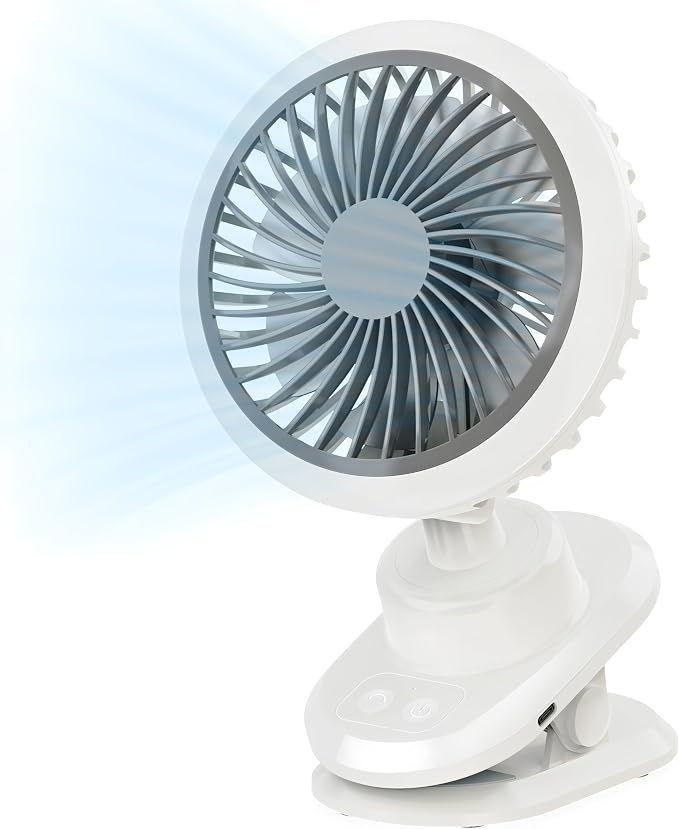 Oscillating Desk Clip on Fan Rechargeable (10000mAh),Small USB Personal Fans,6-Inch Portable Quiet,5-Speed Strong Wind,Sturdy