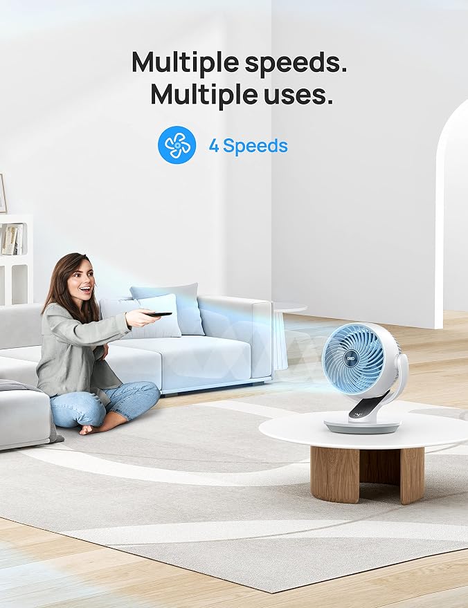 Oscillating Fan for Bedroom, 13 Inch Quiet Table Fans for Home Whole Room, 70ft Powerful Airflow, Desk Air Circulator Fan