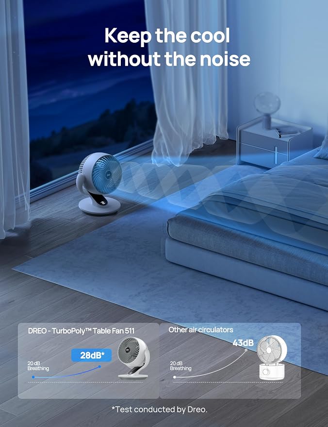 Oscillating Fan for Bedroom, 13 Inch Quiet Table Fans for Home Whole Room, 70ft Powerful Airflow, Desk Air Circulator Fan