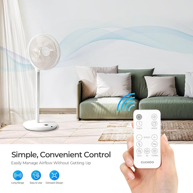 Oscillating Fan for Bedroom, Standing Pedestal Floor Fan with 12 Speeds & 4 Wind Modes, Adjustable Height with Remote, Quiet