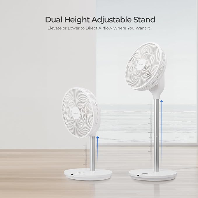 Oscillating Fan for Bedroom, Standing Pedestal Floor Fan with 12 Speeds & 4 Wind Modes, Adjustable Height with Remote, Quiet