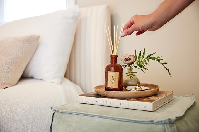 Oud Wood Diffuser Reed Diffuser | All Natural Essential Oil & 8 Rattan Scent Sticks | Reed Diffusers for Home, alternate