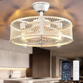 Outdoor Ceiling Fan with Light: 20" Caged Ceiling Fans with Remote App Control for Patio Kitchen Bedroom - Farmhouse