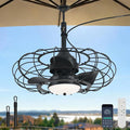 Outdoor Ceiling Fan with Light,20in Gazebo Fan with Remote and APP, 6 Speed,Dimmable 3 Color,Waterproof Cage Fan for