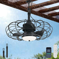 Outdoor Ceiling Fan with Light,20in Gazebo Fan with Remote and APP, 6 Speed,Dimmable 3 Color,IP65 Waterproof Cage Fan for