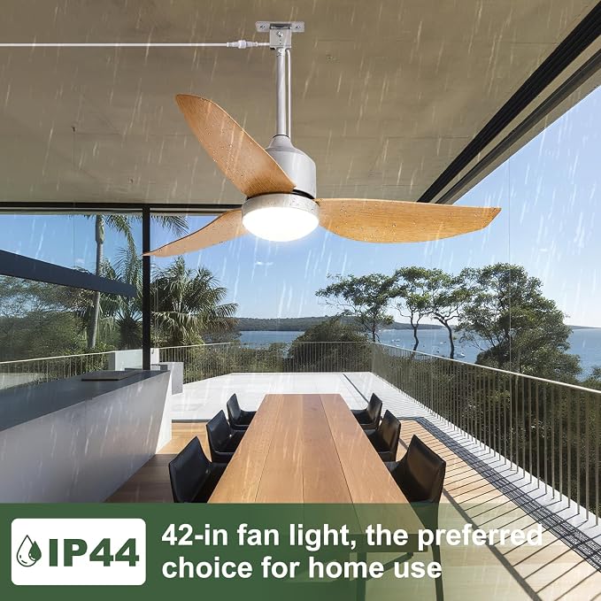 Outdoor Ceiling Fan with Light: 42" Hanging Fan for Gazebo Waterproof - Plug In Outdoor Fans for Patio Porch Pergola with APP