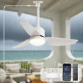 Outdoor Ceiling Fan with Light: 42" White Hanging Fan for Gazebo Waterproof - Plug In Outdoor Fans for Patio