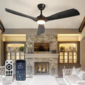 Outdoor Ceiling Fan with Light: 52 Inch 3 Blade Outdoor Fans for Patios - Modern Black Ceiling Fan with Dimmable Light Remote